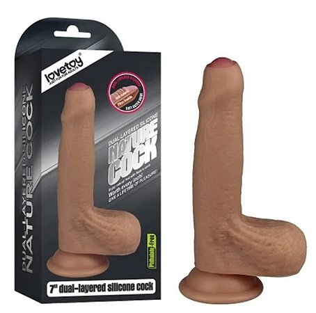 Pênis Realístico 20.5 cm com Prepúcio e Duas Densidades - Dual Layered Uncircumcised Liquid Silicone Nature Cock Lovetoy