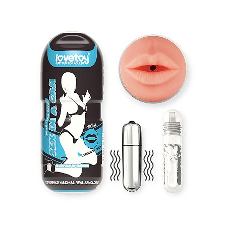 Masturbador Boca com Vibrador Sex In A Can Mouth Stamina Tunnel Vibrating - Lovetoy