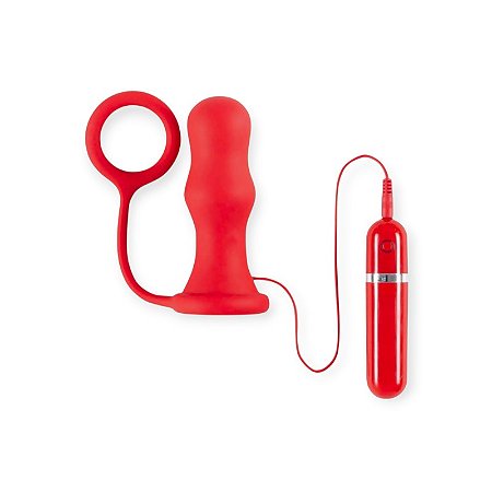 Plug Anal em Silicone com Anel Peniano 10 Modos de Vibração Buttplug Thriller Ass - Nanma