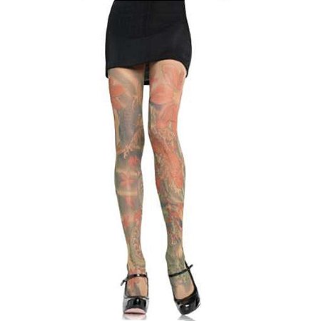 Meia Calça Nude Desenhos Tatuagem - Leg Avenue