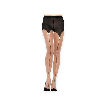 Meia Calça fio 15 com Desenho de Costura e Laços de Cetim - Leg Avenue