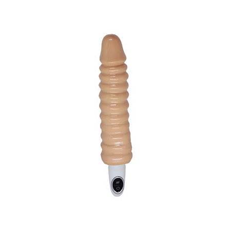 Vibrador Anelado 19cm Com 10 Pulsações - Absoloo-Bege Perolado