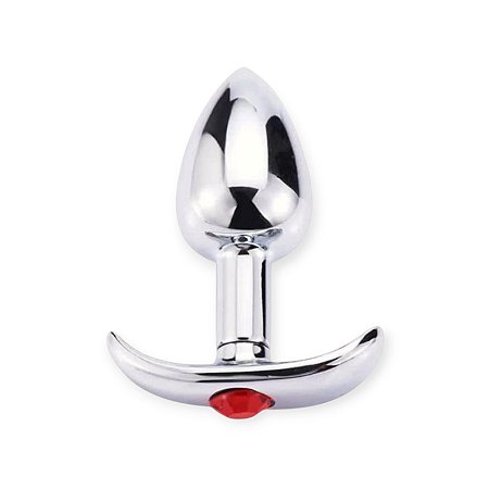 Plug Anal P em Aço com Base de Segurança e Pedra Vermelha - Lovetoys
