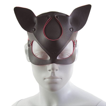 Máscara Gato Preta com Vermelho - Coleção Fetiche Lovetoys