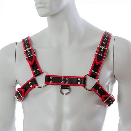 Harness Preto e Vermelho - Perseu - Coleção Fetiche Lovetoys