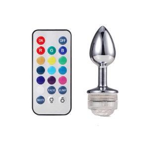 Plug Anal 2,8Cm Com Luz de Led e Controle - Lovetoys