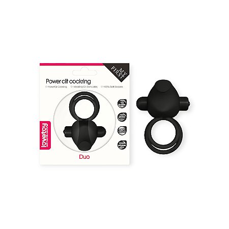 Anel Peniano Duplo com 10 Modos de Vibração Power Clit Duo Silicone Cockring - Lovetoy