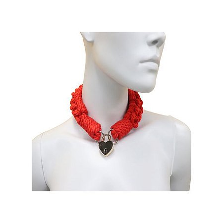 Colar de Corda Vermelha com Coração e Chave - Coleção Fetiche Lovetoys
