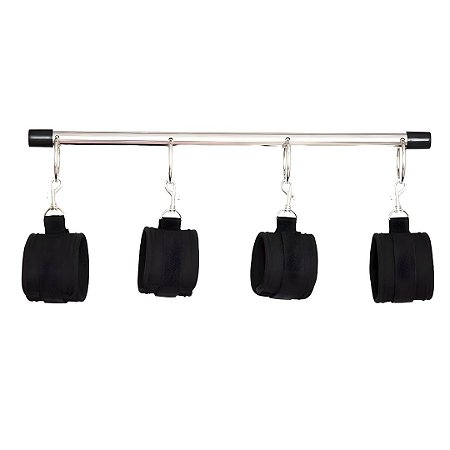 Separador de Pernas e Braços em Aço Inoxidável com Algemas e Tornozeleira em Neoprene - Lovetoys