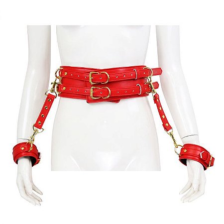 Harness Vermelho de Cintura com Algemas Afrodite - Coleção Fetiche Lovetoys