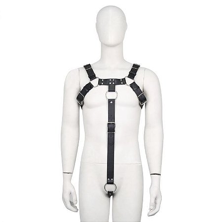 Harness Preto com Anel Peniano - Coleção Fetiche Lovetoys