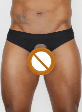Cueca de Algodão com Furo Frontal Preta M