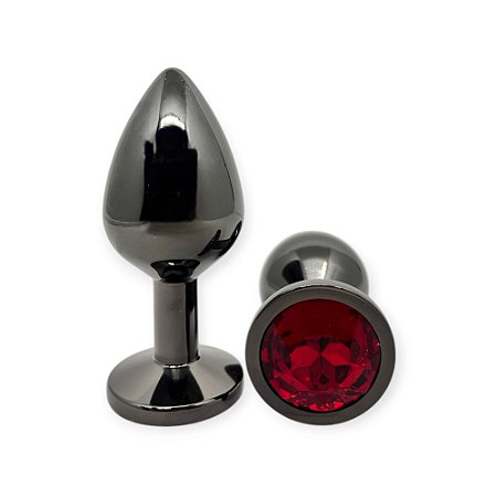 Plug Anal Jóia em Aço Inox Grafite 8cm x 3cm - Lovetoys