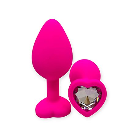 Plug Anal 8cm x 3,5cm em Silicone com Base de Coração e Pedra - Lovetoys