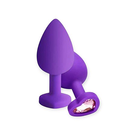 Plug Anal 7,5x3cm em Silicone Base de Coração Lilás - Lovetoys