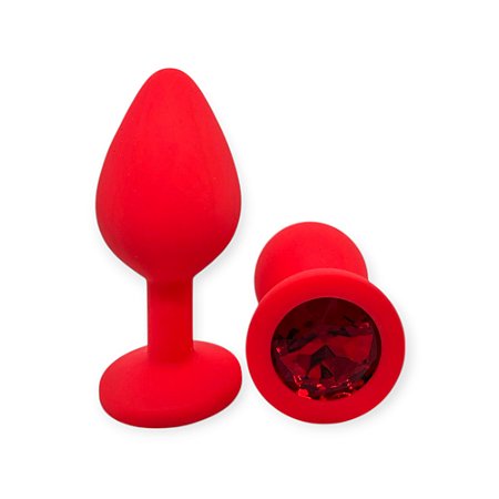 Plug Anal 8cm x 3,5cm em Silicone com Base de Coração e Pedra - Lovetoys