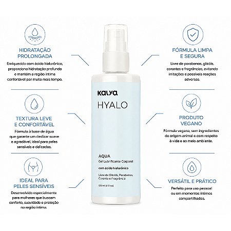 Lubrificante à Base de Água com Ácido Hialurônico Hyalo Aqua 120ml - Kalya