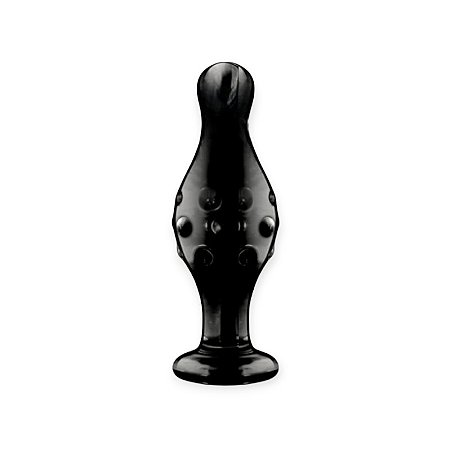 Plug Anal de Vidro 10x3cm com Esferas  Preto - Glass Romance - Lovetoy