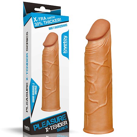 Capa Peniana com Extensor 3cm Pleasure X Tender  Marrom - Lovetoy