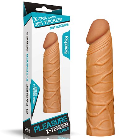 Capa Peniana com Extensor 2,5cm Pleasure X Tender Marrom - Lovetoy