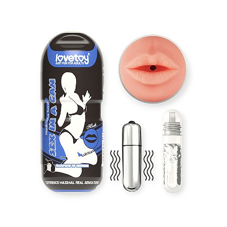 Masturbador Boca com Vibrador Sex In A Can Mouth Lotus Tunnel Vibrating - Lovetoy