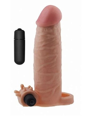 Capa Peniana Extensora Com Vibro E Anel Para Escroto - Pleasure X Tender