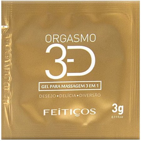 Sachê Gel Excitante 3D Orgasmo para Massagem 3g - Feitiços