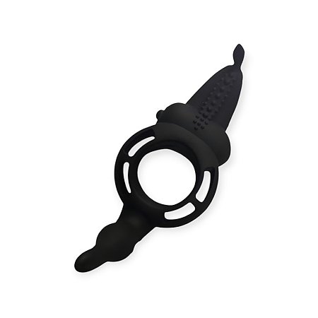 Anel Peniano Vibratório com Estimulador Clitoriano e Anal Coleção Fetiche - Lovetoys