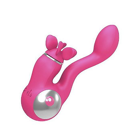 Vibrador Feminino com Estimulador Clitoriano Rotativo - Tina Kiss