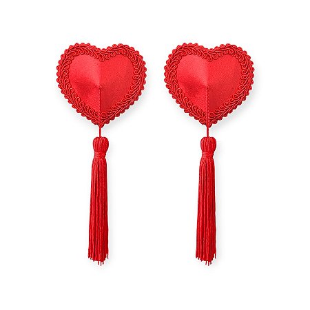Adesivo de Seios Coração Reutilizável Red Heart Tassels Nipple Pasties - Lovetoy