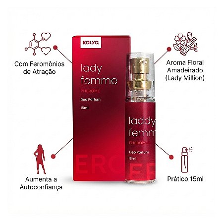 Perfume Feminino Pherome Lady Femme Deo Parfum 15ml - Kalya