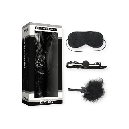 Kit Bondage Luxo Mordaça Venda e Plumeiro Deluxe Bondage Kit - Lovetoy