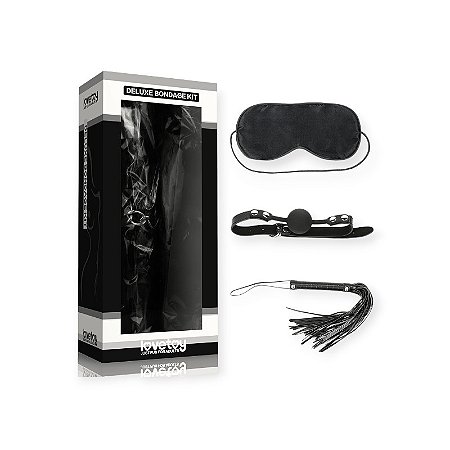 Kit Bondage Luxo com 3 Peças Mordaça Venda e Chicote - Lovetoy