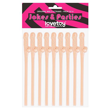 Kit com 9 Canudos Pênis Original Willy Straws Bege - Lovetoy