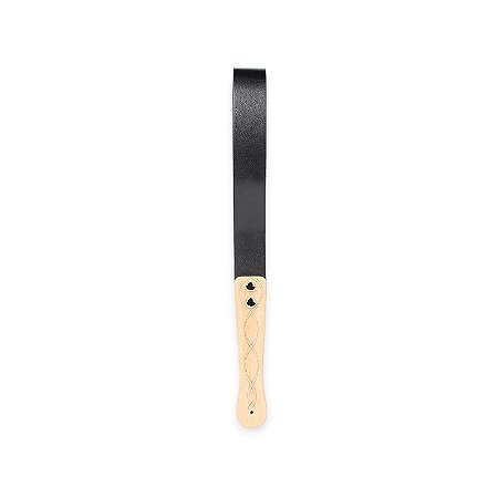 Chibata Dupla em Couro Preto com Cabo de Madeira - Lovetoys