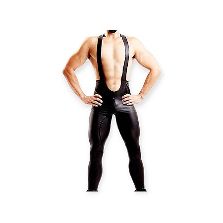 Calça Jardineira Masculina em Látex Preto Coleção Fetiche – Lovetoys