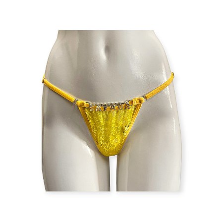 Calcinha Fio Dental de Renda com Frase Frontal Safada - Yaffa