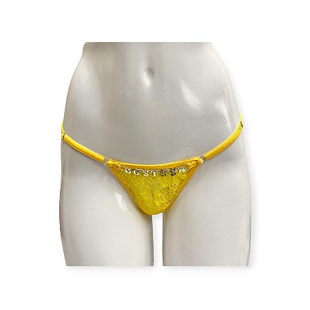 Calcinha Fio Dental de Renda com Frase Frontal Gostosa - Yaffa