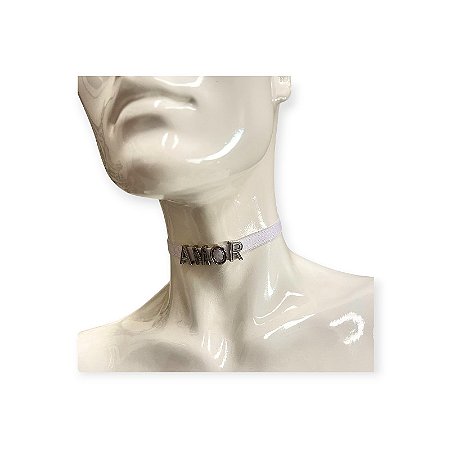 Chocker com Letras Prateadas Amor - Yaffa