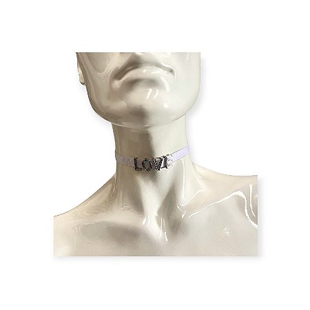 Chocker com Letras Prateadas Love - Yaffa
