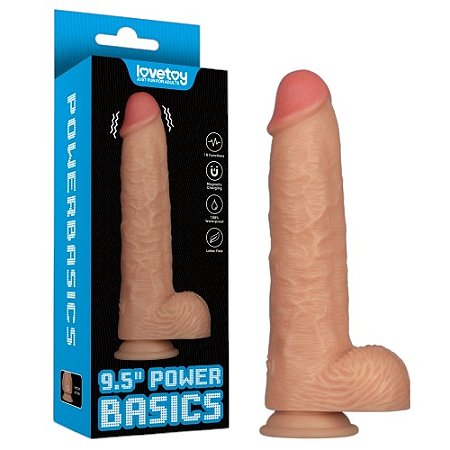 Pênis 23,6cm x 5,1cm com 10 Modos de Vibração 9.5'' Vibrating Power Basics Cock - Lovetoy