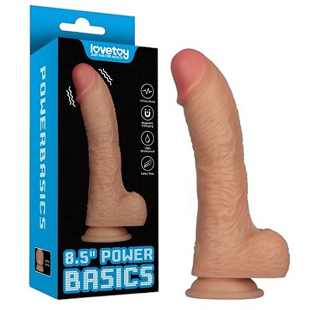 Pênis 22cm x 4,5cm com 10 Modos de Vibração 8.5'' Vibrating Power Basics Cock - Lovetoy