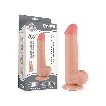 Pênis Dupla Densidade 20,8 cm x 4 cm 8'' Sliding Skin Dual Layer Dong - Lovetoy