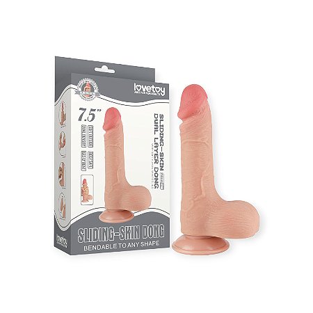 Pênis Dupla Densidade 19,5 cm x 3,7 cm 7.5'' Sliding Skin Dual Layer Dong - Lovetoy