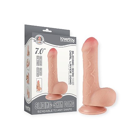 Pênis Dupla Densidade 18cm x 3,5cm 7'' Sliding Skin Dual Layer Dong - Lovetoy