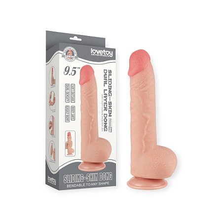 Pênis Realístico 24cm x 4,3cm 9.5'' Sliding Skin Dual Layer Dong Flesh - Lovetoy