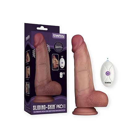 Pênis com Vibração 20cm x 4,5cm 8" Vibrating Sliding Skin Pro II Silicone Dong - Lovetoy