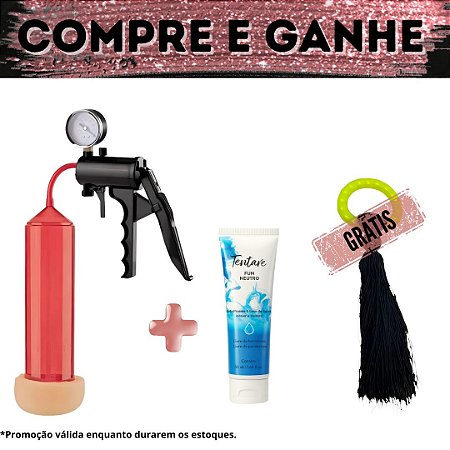 Compre Bomba Peniana Lust Pumper + Lubrificante Tentare Fun Neutro e Ganhe Anel Pearl Cock Ring