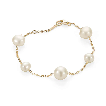 Pulseira de ouro amarelo 18K com pérolas -3 gramas