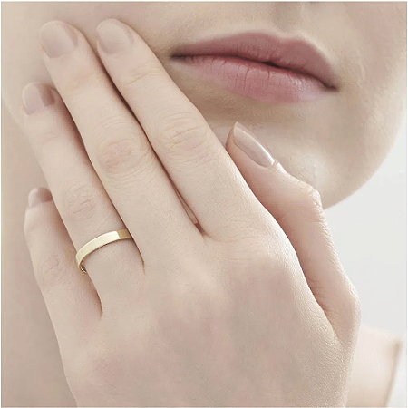 Alianças em ouro amarelo 18K - Anatômica Plana Média - 9g o par